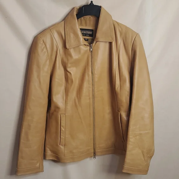 Women Ambition Leather Jacket, Size XXL, Color Cognac - Picture 4 of 9